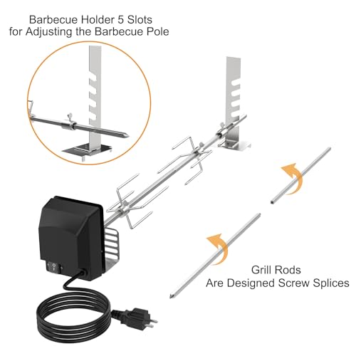 BBQ Rotisserie Grill Kit for 2- to 6-Burner Grills with Motor and Spit Rod W2519