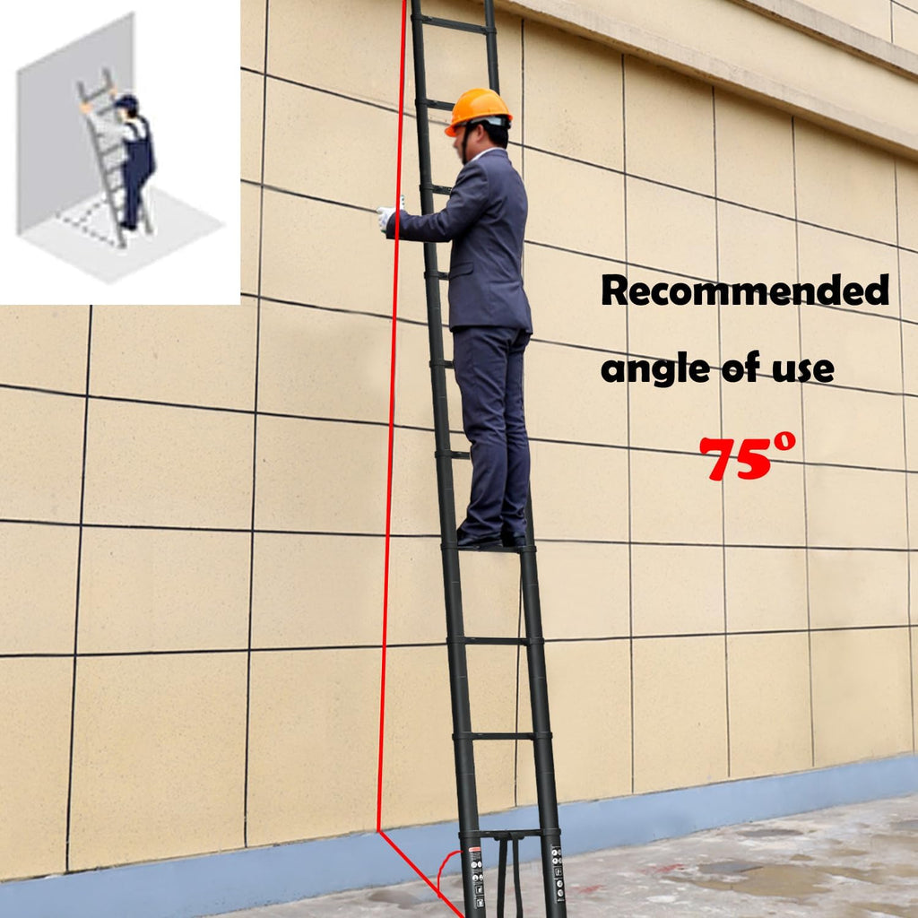 Telescoping Ladder 20FT Compact Extension Ladder with Detachable Roof Hooks G343880