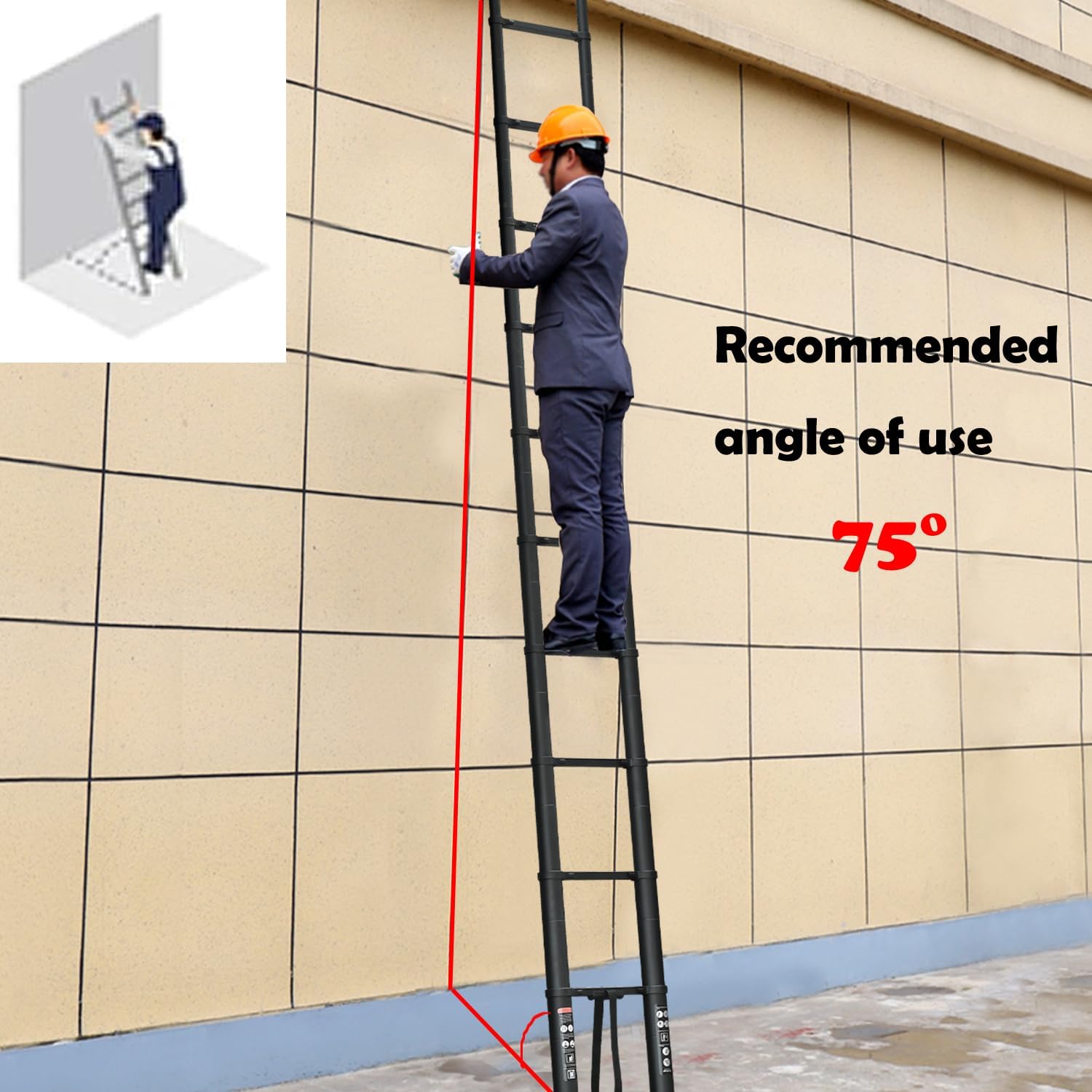 Telescoping Ladder 20FT Compact Extension Ladder with Detachable Roof Hooks G343880