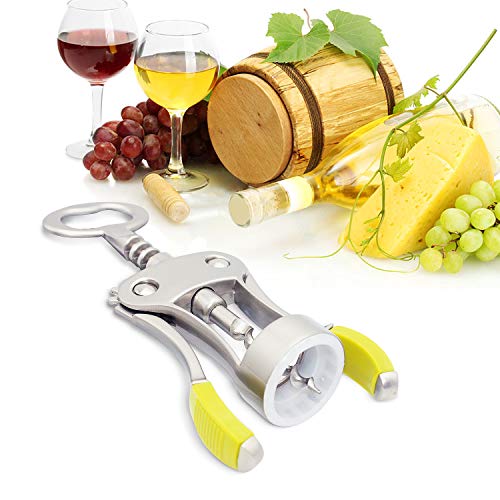 Stainless Steel Wing Corkscrew Wine Opener with Bottle Cap Remover U972