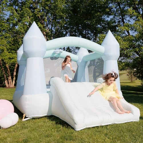 Bouncy Castle with Slide, Pastel Bounce House for Kids, Indoor and Outdoor Use B4436