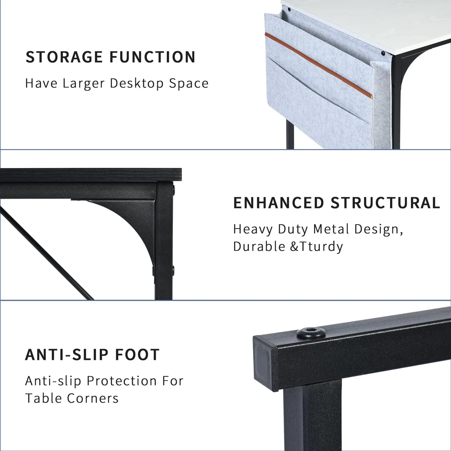 47 inch PC Metal Frame Computer Desk with Storage Bag for Home Office L839