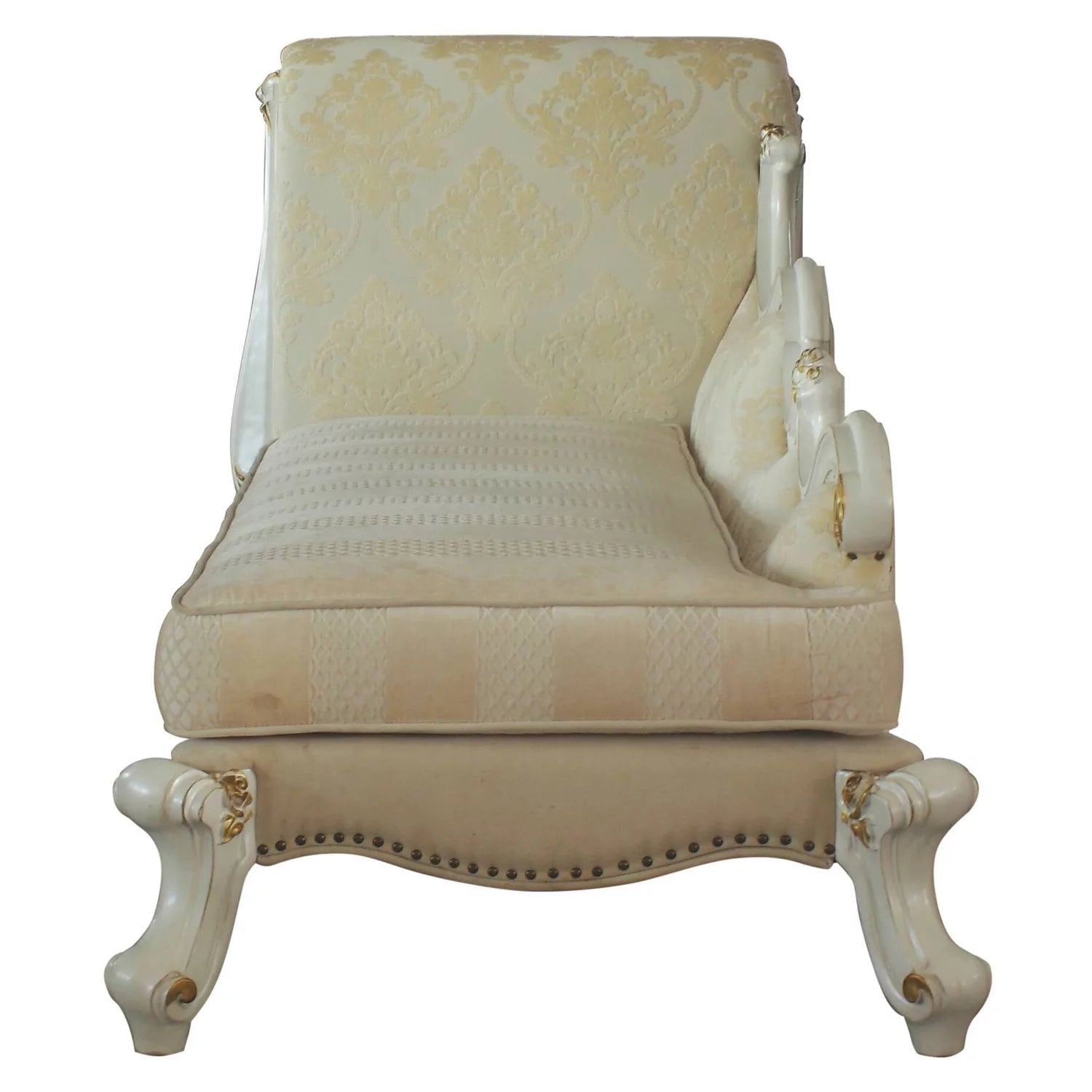 One Arm Chaise with Nailheads in Antique Pearl W16991
