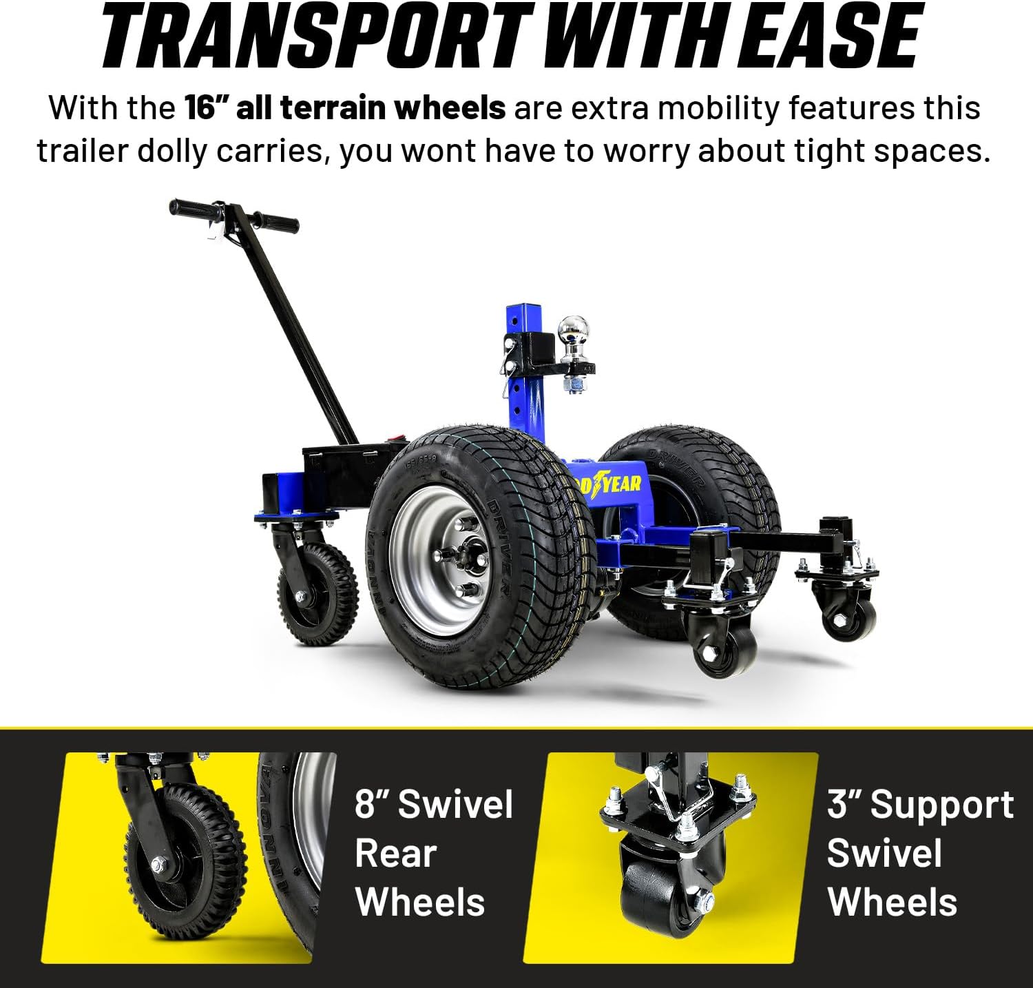 Electric Trailer Dolly 7500lbs Max Trailer Weight, All-Terrain Wheels H495514