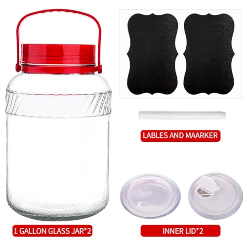 1 Gallon Glass Jar with Lids, 2 Pack Wide Mouth 128 oz Storage Container B110140