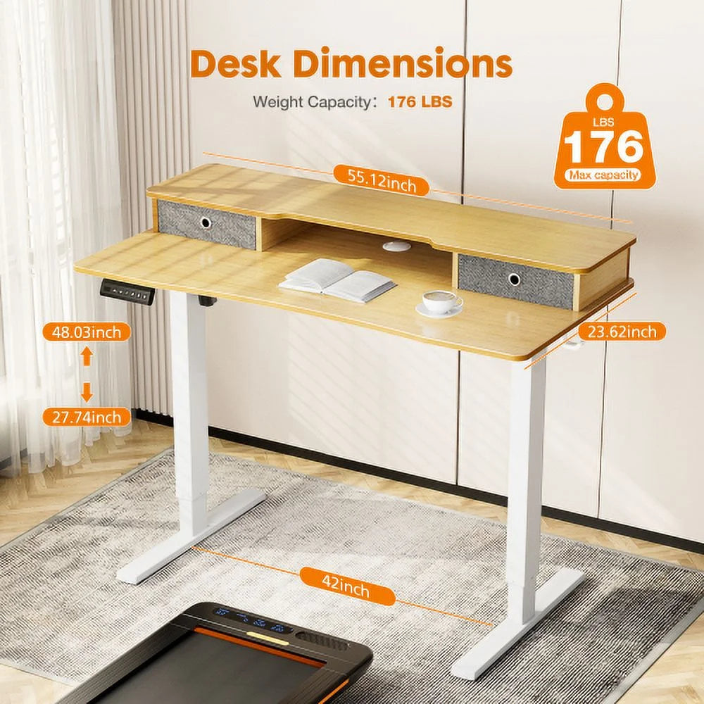 Height Adjustable Electric Standing Desk with Storage Shelf I940