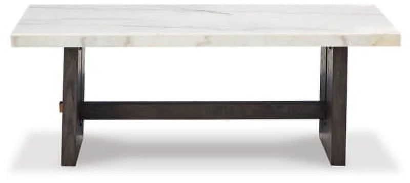 Rectangular Coffee Table with Marble Tabletop, Dark Brown & White R86769