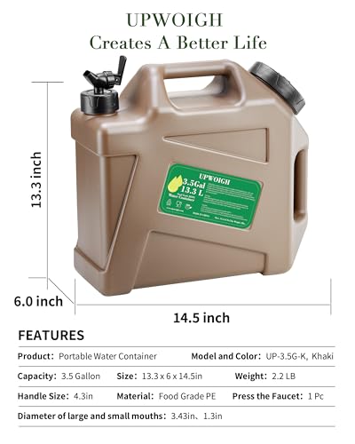 5 Gallon Water Jug and 2.6Gal Collapsible Water Bag Set of 2, BPA Free, Leak-Proof for Camping Q63418
