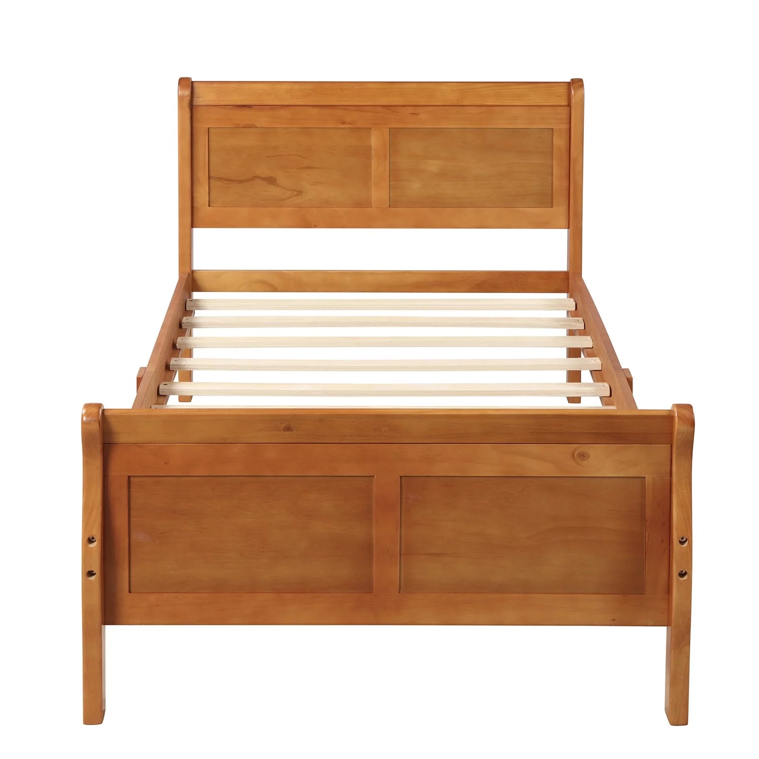 Twin Platform Bed Frame with Headboard and Wood Slat Support X468