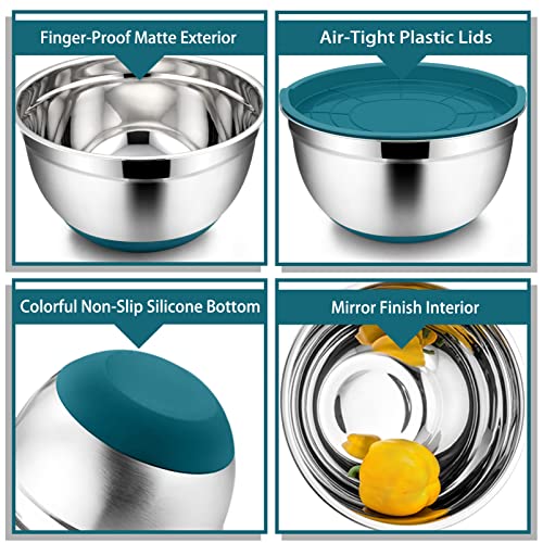 Mixing Bowls with Lids Set, Stainless Steel, Set of 5 I41649
