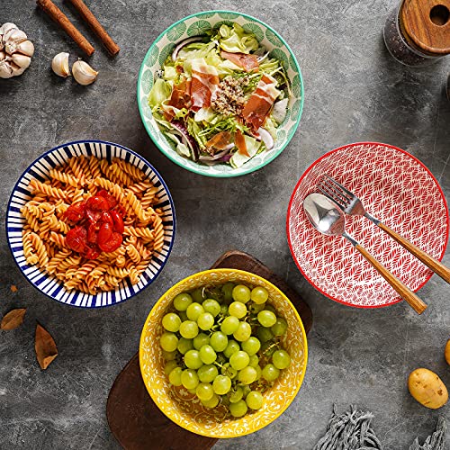 Ceramic Pasta Bowls Set of 4, 8 Inch, Microwave Safe R8988