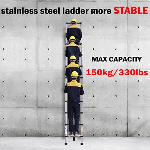 Telescoping Ladder 20FT Aluminum Compact Extension Ladder with Detachable Roof Hooks V575