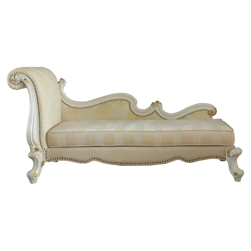 One Arm Chaise with Nailheads in Antique Pearl W16991