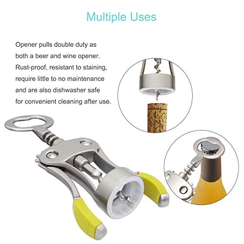 Stainless Steel Wing Corkscrew Wine Opener with Bottle Cap Remover U972