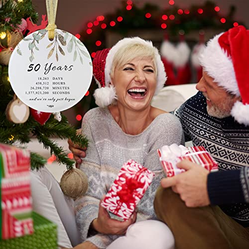 10 Years Anniversary Christmas Ornament, Ceramic for Couple, with Card and Gift Box C11609