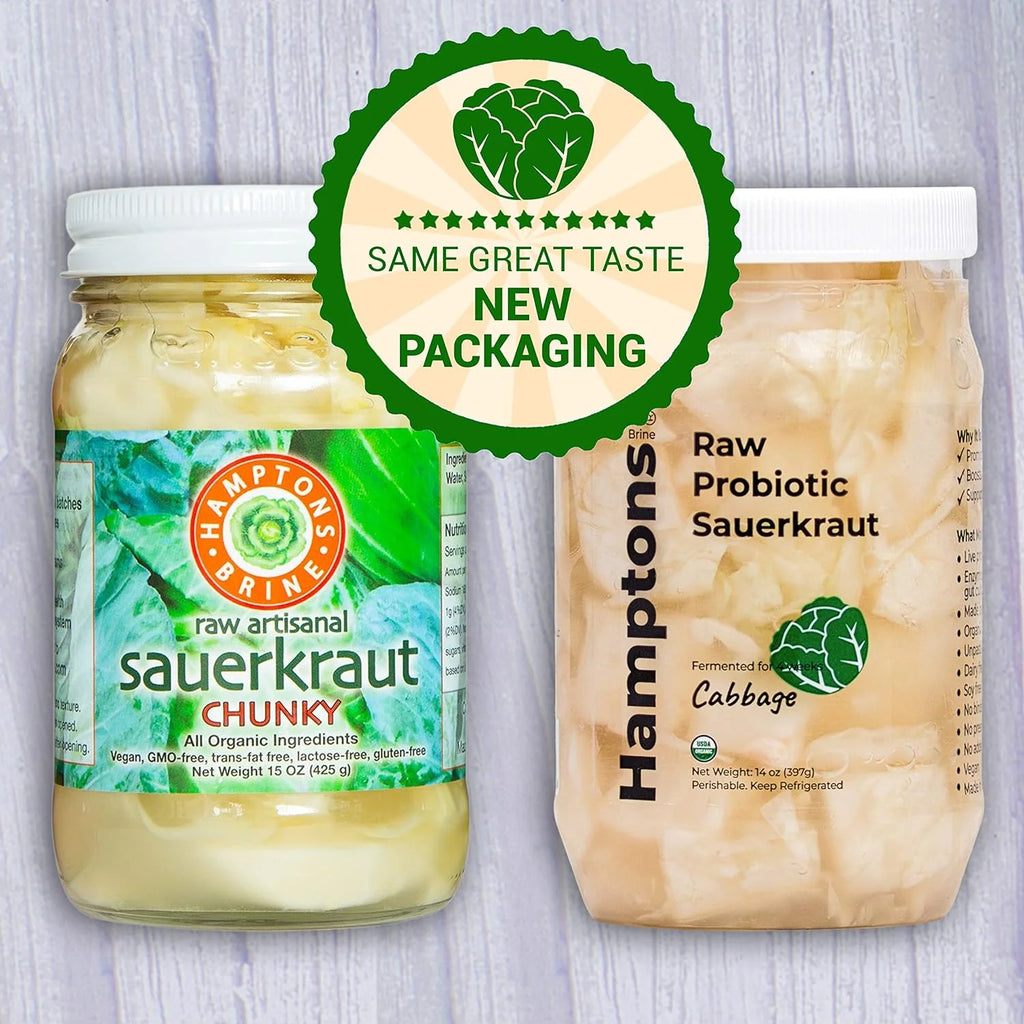 Organic Raw Sauerkraut, Unpasteurized Fermented Cabbage, 16 Oz Pack of 4 R8833
