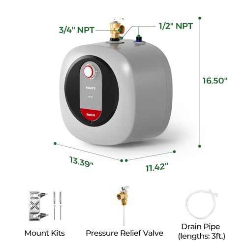 Electric Mini Tank Water Heater, 2.5 Gallon Point of Use Instant Hot Water Heater D8409