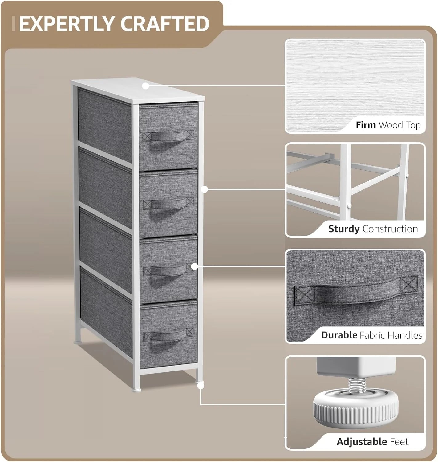 Narrow 4-Drawer Dresser for Bedroom, Bathroom, Laundry O613366