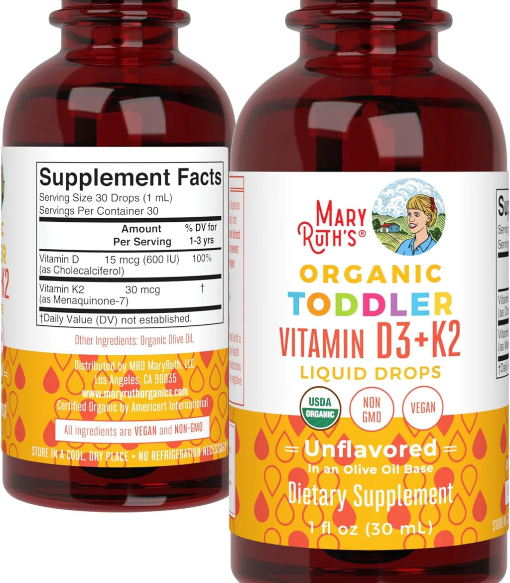 Vitamin D3+K2 Liquid Drops, Unflavored, Vegan, 1 fl oz E718
