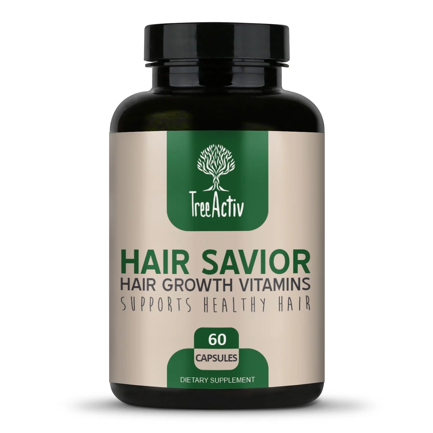 TreeActiv Hair Savior, Biotin + Saw Palmetto Hair Growth Vitamins, Volumizer & Thickening Supplement, Folate, MSM, B Complex Hair Growth Pills, 60 Capsules, 30-Day Supply