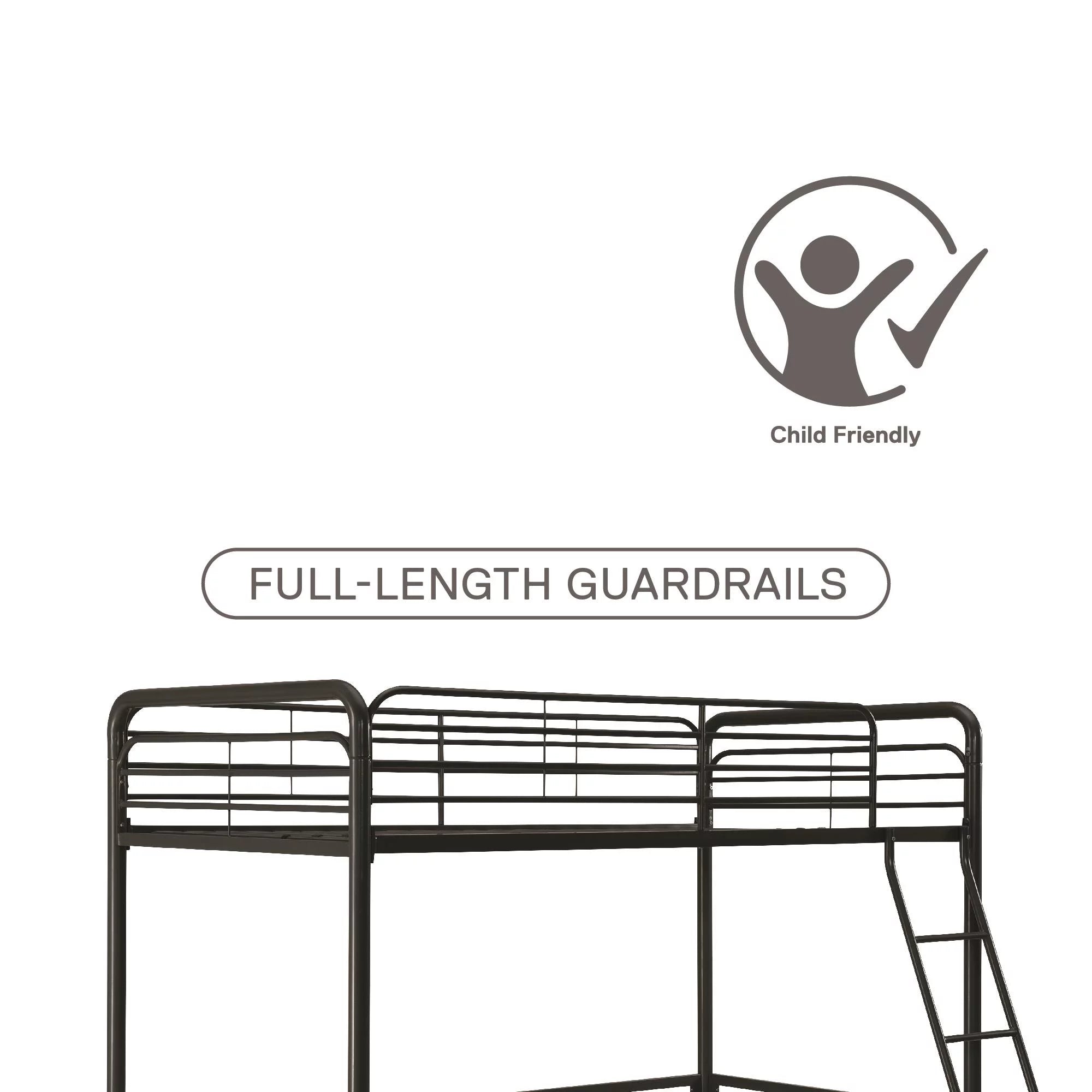 Twin Metal Loft Bed, Black B57866