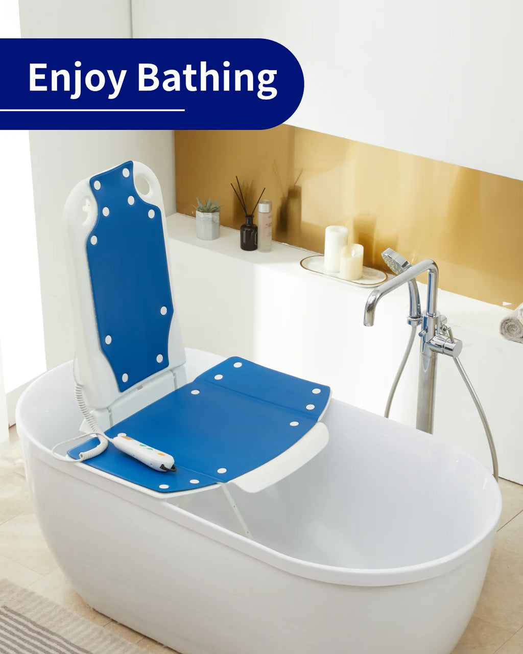 Electric Bath Lift Chair for Bathtubs, Non-Slip Suction Cups, 300LB Capacity X84614
