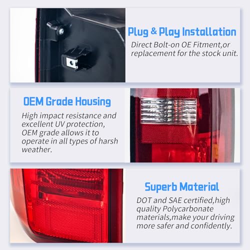 Tail Light Assembly for 2015-2022 Chevy Colorado Halogen, Red Clear Lens, Left Driver Side K83166