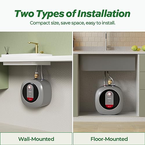 Electric Mini Tank Water Heater, 2.5 Gallon Point of Use Instant Hot Water Heater D8409
