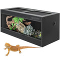 REPTI ZOO 34 Gallon PVC Reptile Terrarium, 24x18x18” Leopard Gecko Tanks with Glass Sliding Door & Top Screen Ventilation, Reptile Enclosure for Bearded Dragon Hermit Crab