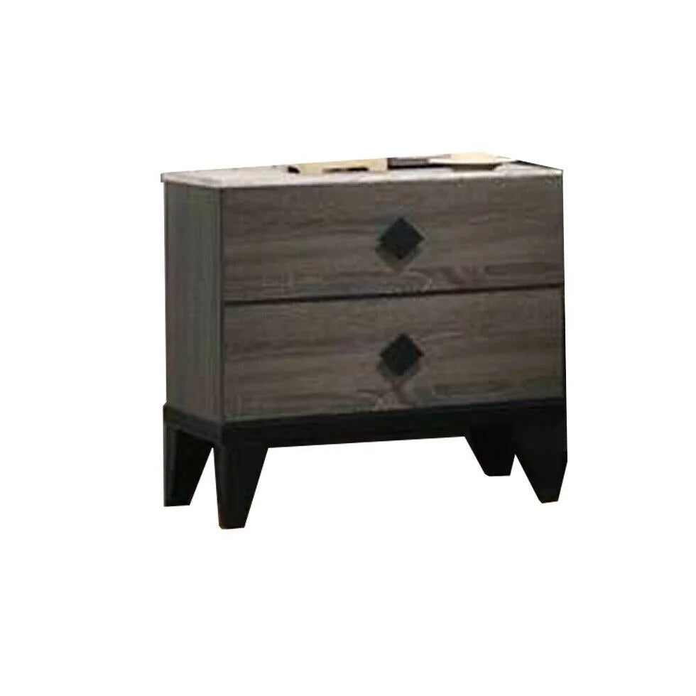 Queen Size Bed with 2 Nightstands, Gray Wooden Bedroom Set L152913