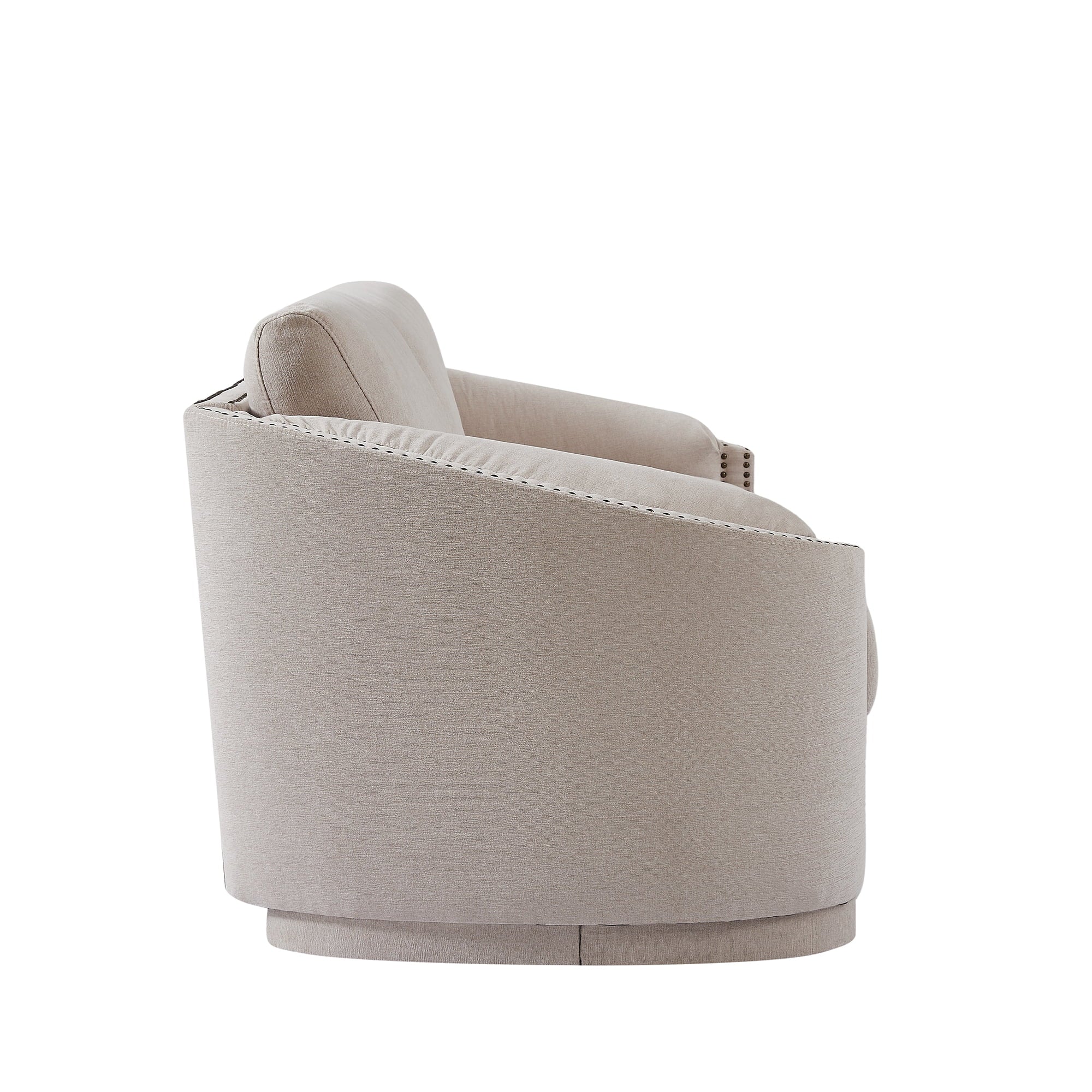 Upholstered 3-Seater Sofa Couch with Semilunar Arm, Beige M669