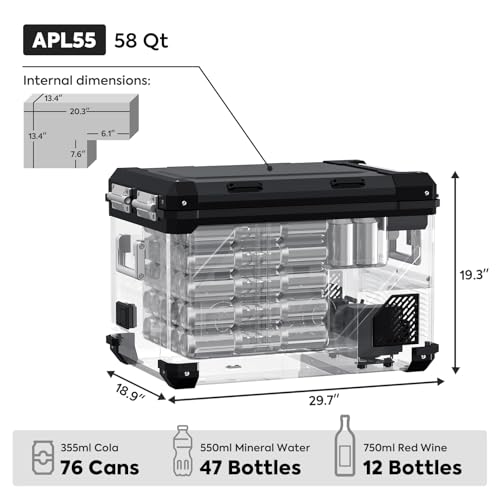 58Qt Dual Zone Portable Freezer for Car Truck RV Van SUV, -4℉~68℉, APP Control Y830576