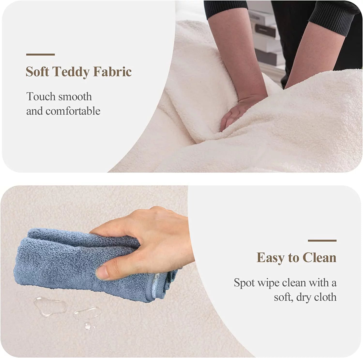 Soft Tufted Foam Bean Bag Chair for Adults, Fluffy Lazy Sofa with Teddy Fabric, Comfy Couch for Bedroom and Living Room B78327