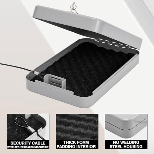 Handgun Safe with Key Lock, Portable Lock Box for Car, Home, Travel V990939
