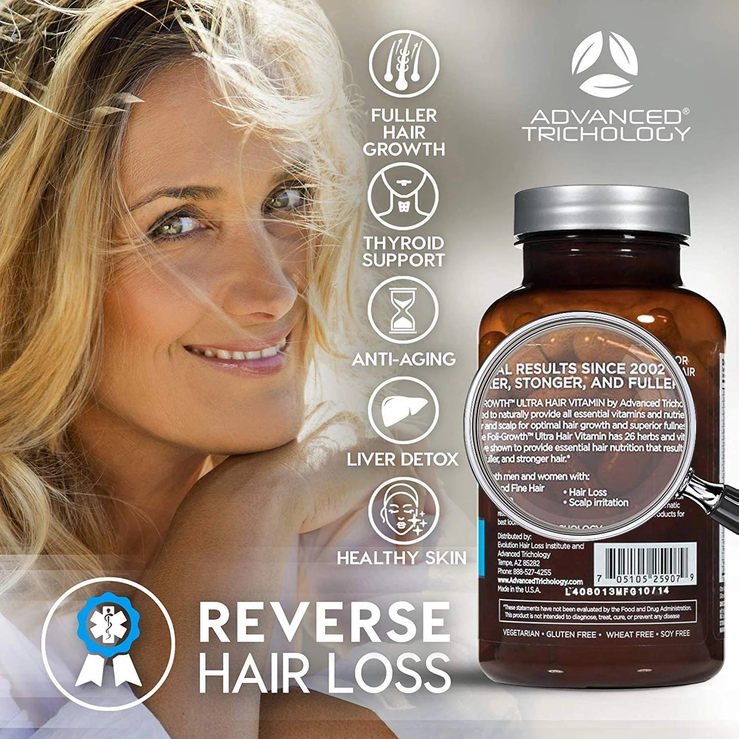 Hair Growth Vitamin with Biotin, Vegan Formula W5863