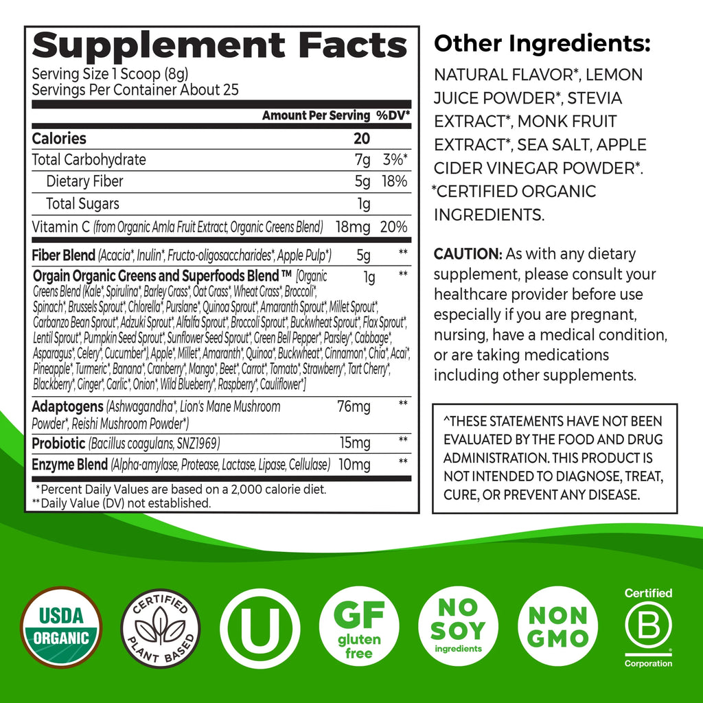 Organic Vegan Fiber Superfood Powder - Orange Mango W6529