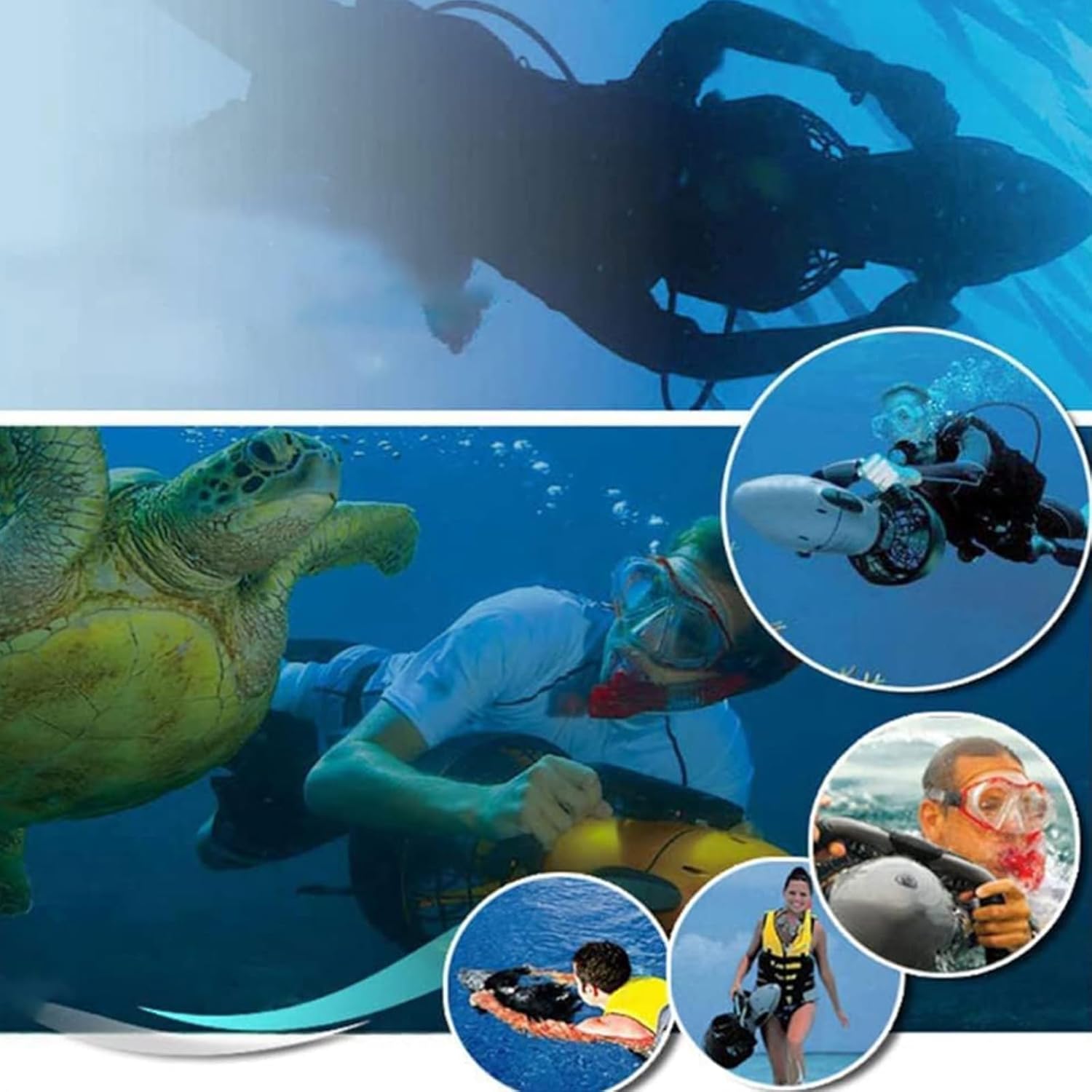 Underwater Sea Scooter, 300W Electric, for Diving and Snorkeling O8980