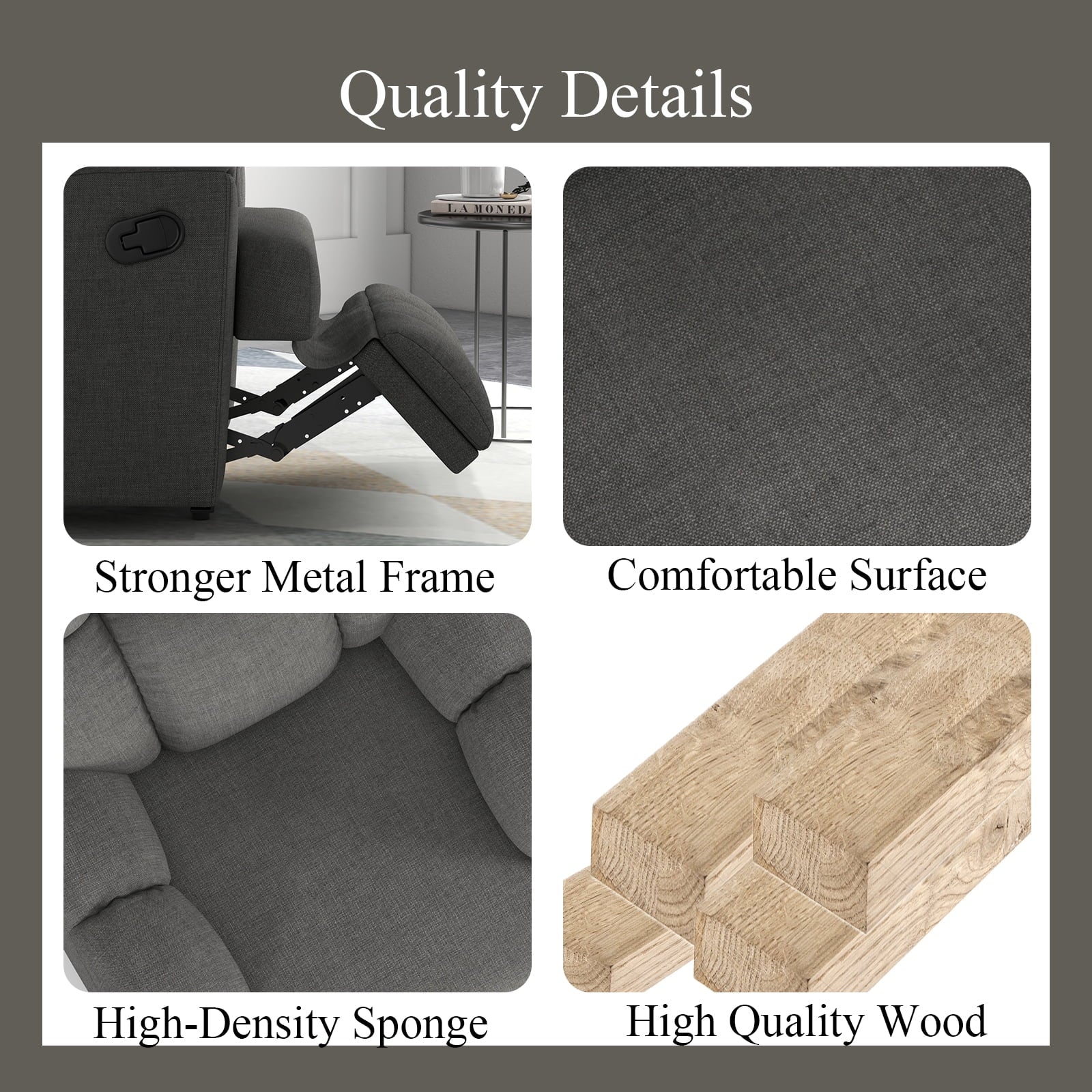 Rocker Recliner Chair Glider for Living Room, Dark Gray B67120