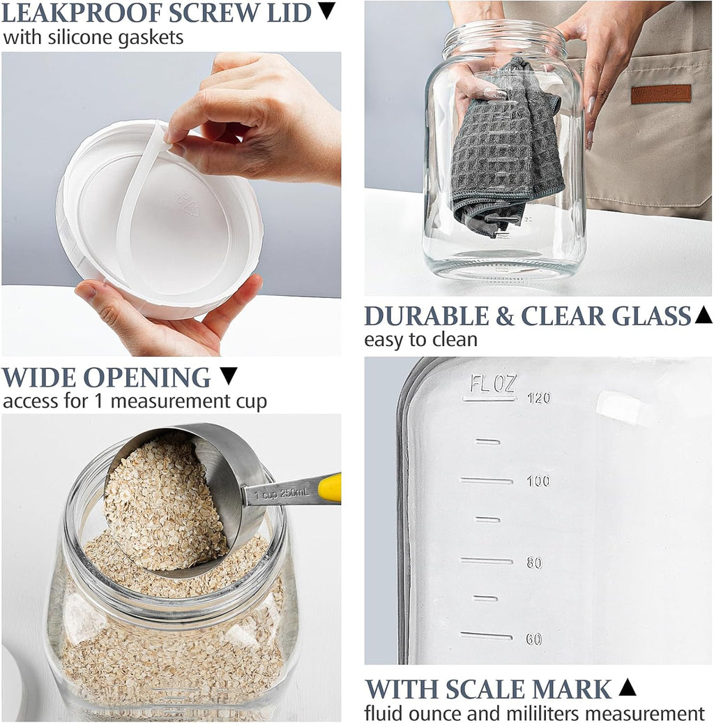 1 Gallon Clear Glass Mason Jar with Airtight Screw Lid and Silicone Gasket V376143