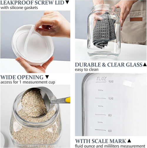 1 Gallon Clear Glass Mason Jar with Airtight Screw Lid and Silicone Gasket V376143