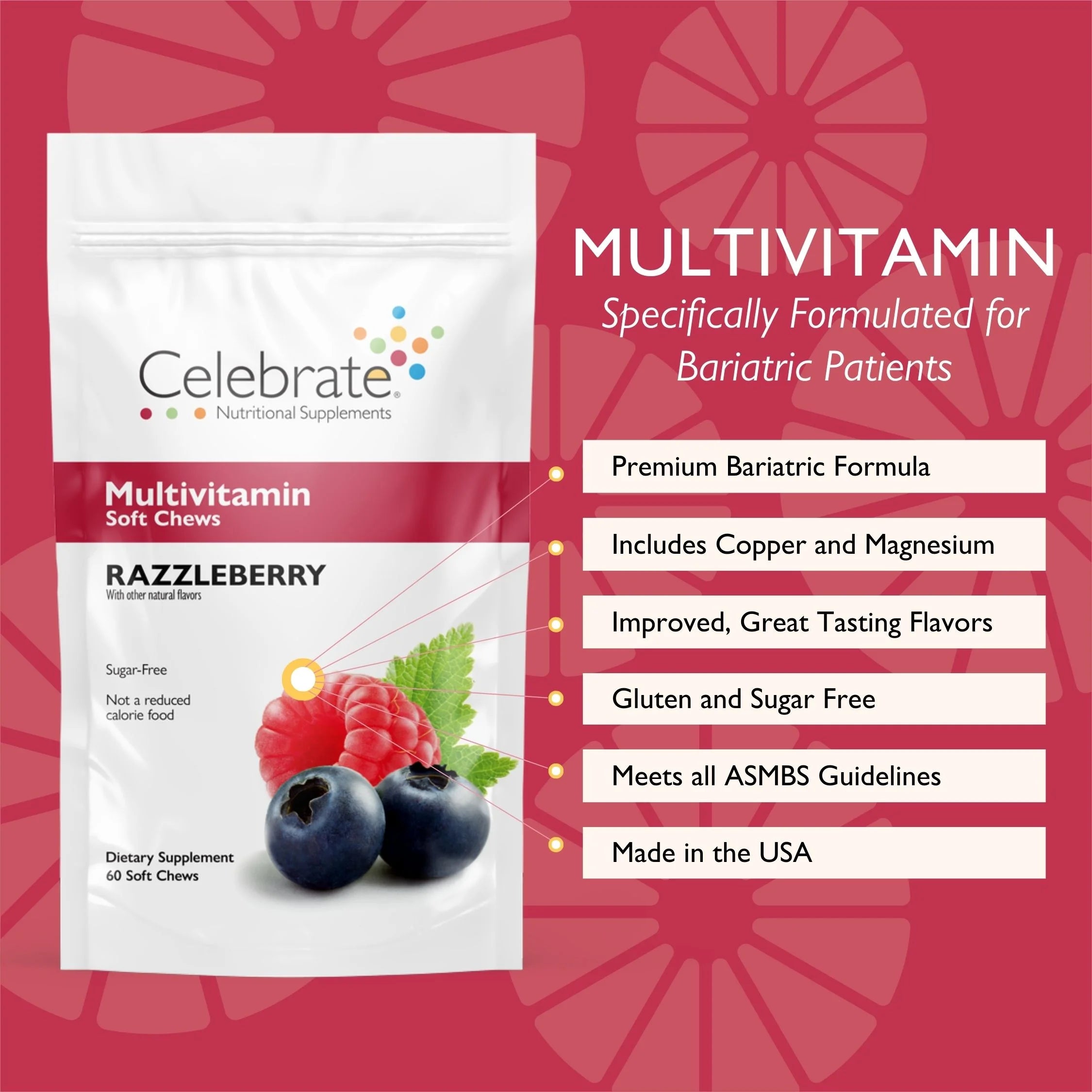 Bariatric Multivitamin Soft Chews, Razzleberry, 60 count B806524