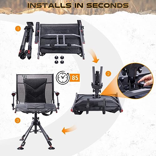 360 Degree Swivel Hunting Chair, 400 lbs Capacity, Height Adjustable, Padded Seat S57964