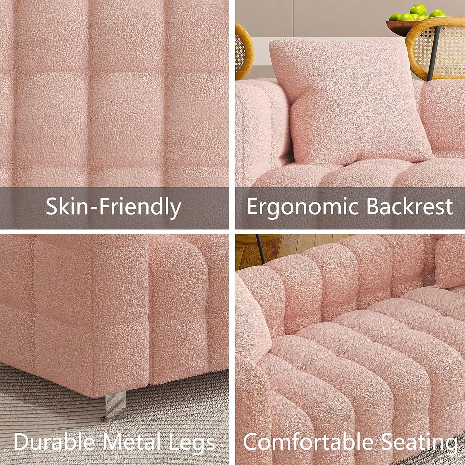 Pink Velvet 3 Seater Sofa with Two Pillows P72892