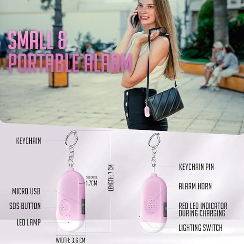Personal Alarm Siren 3 Pack with LED Flashlight and USB Rechargeable N533250