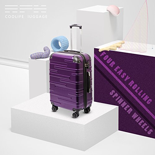 Expandable Suitcase 3 Piece Set with TSA Lock Spinner 20/24/28in Purple G410