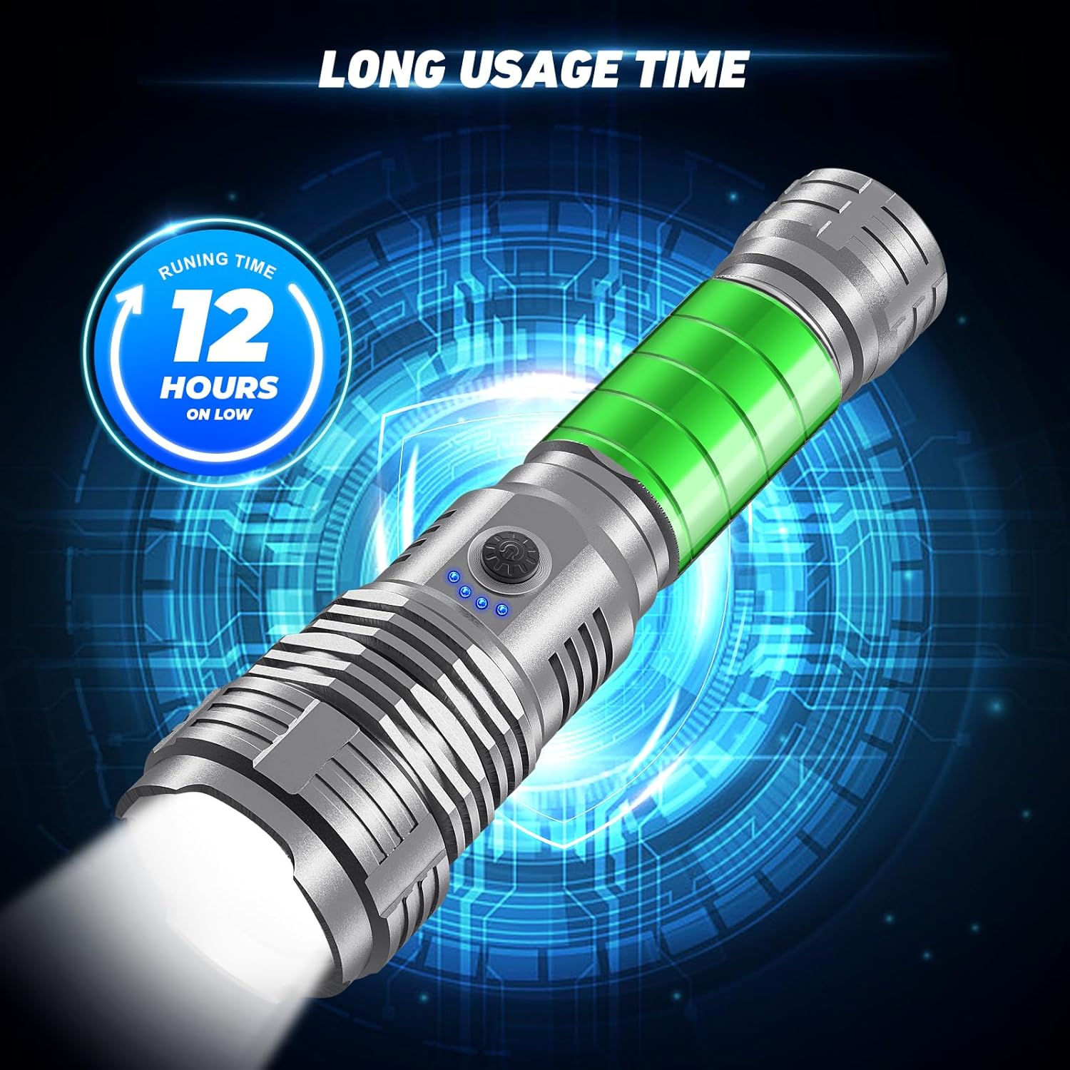 Rechargeable LED Flashlight, 990,000 Lumens, 5 Modes, Waterproof for Camping Outdoor Y4431