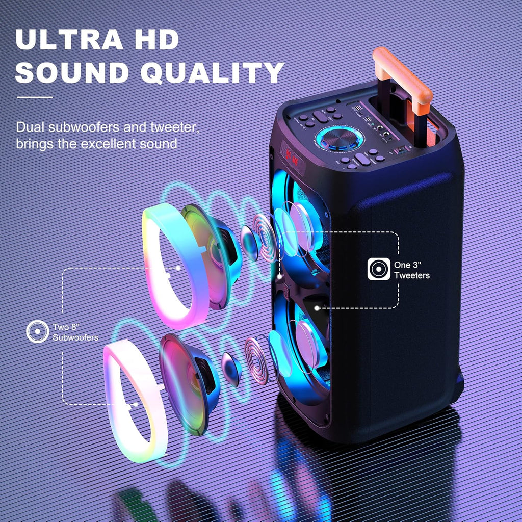 Karaoke Machine with 2 Wireless Microphones, Bluetooth Party Speaker with DJ Light M597378