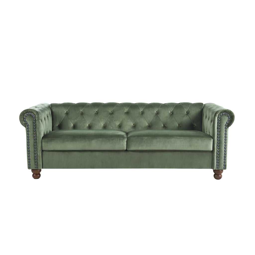 Upholstered Living Room Sofa with Tufted Fabric, Large Green U56764