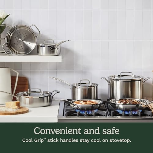 12 Piece Cookware Set, Triple Ply, Silver A6187