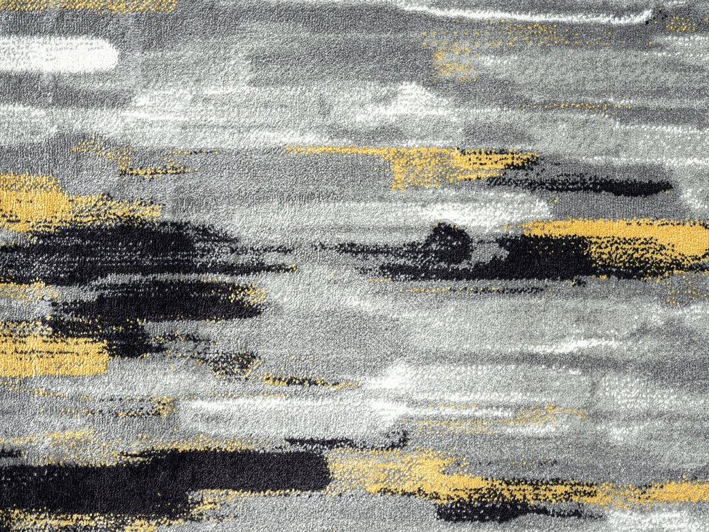 Mid Century Modern Area Rug 6 x 9 Grey Yellow O308